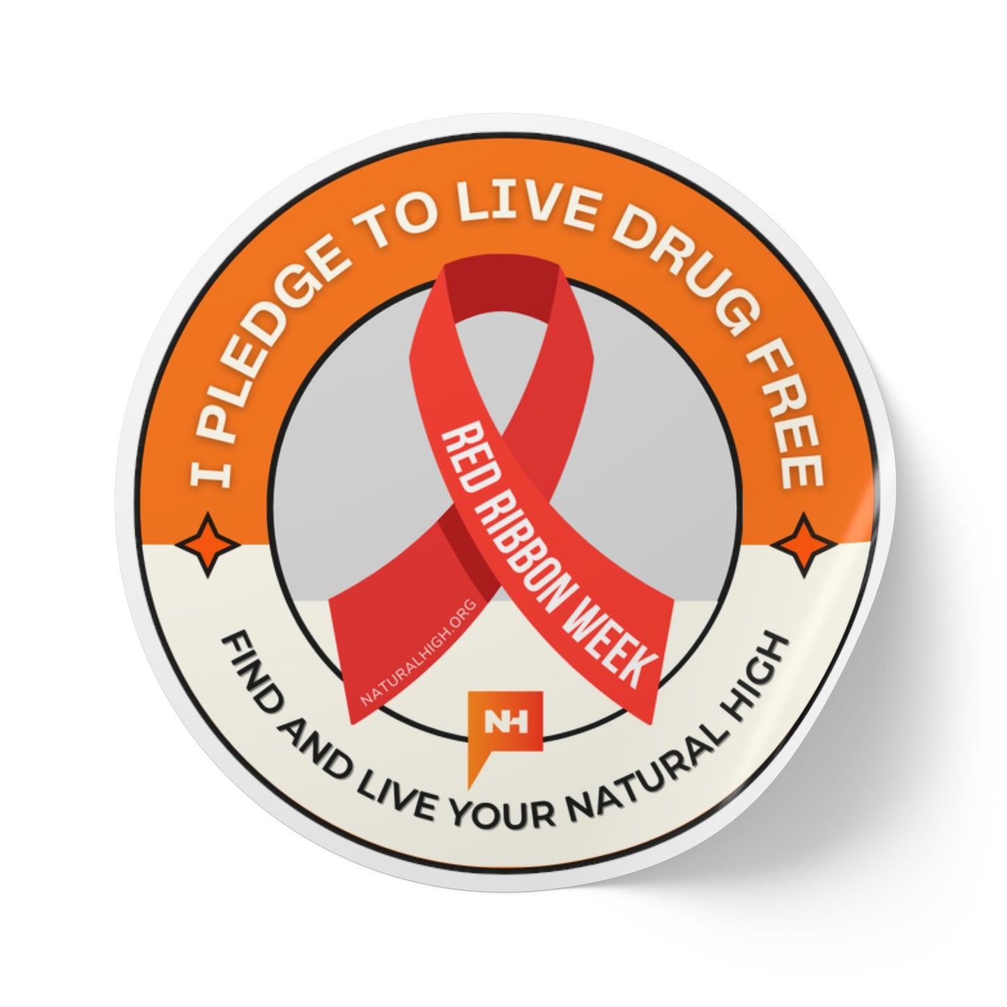 2" x 2" Pledge To Live Drug Free Red Ribbon Week Sticker Rolls