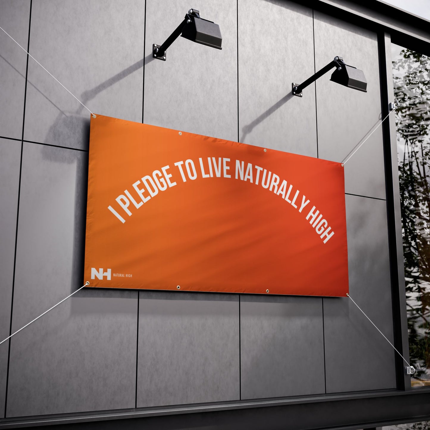 Pledge To Live Naturally High Vinyl Banner - Orange