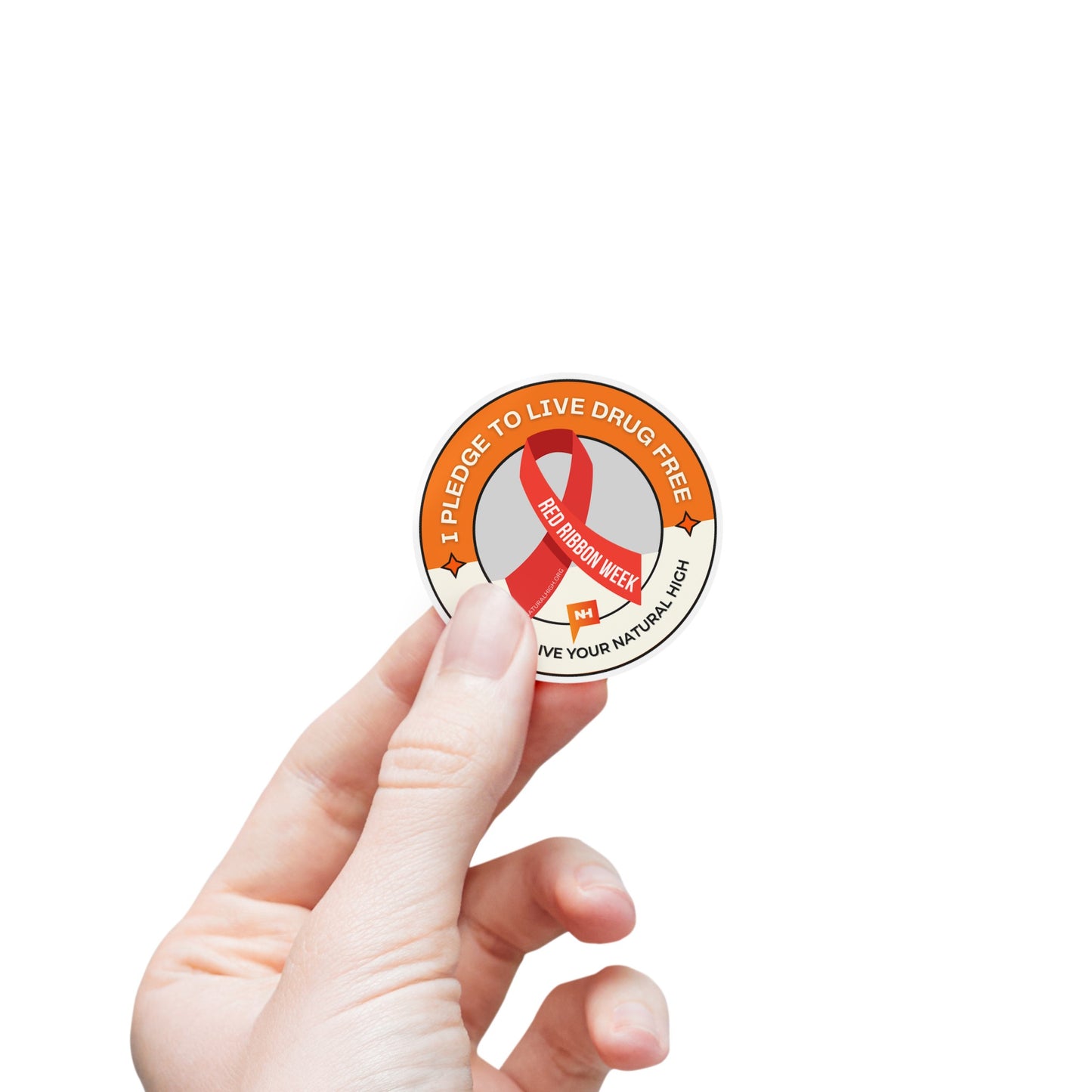 2" x 2" Pledge To Live Drug Free Red Ribbon Week Sticker Rolls