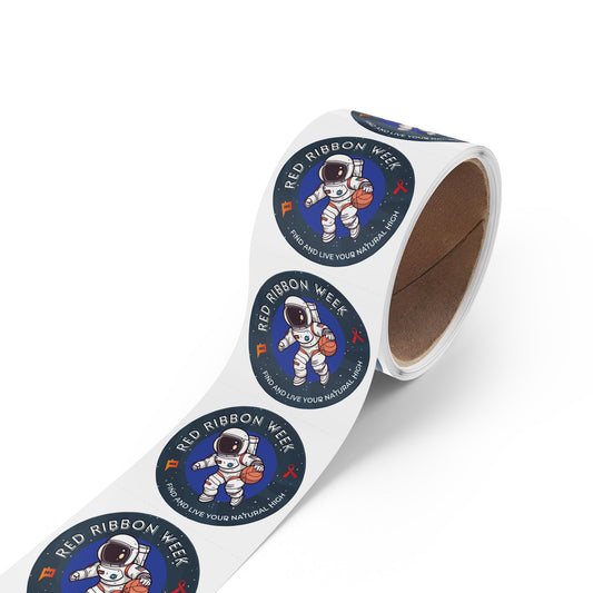 2" x 2" Red Ribbon Week Astronaut Basketballer Sticker Rolls