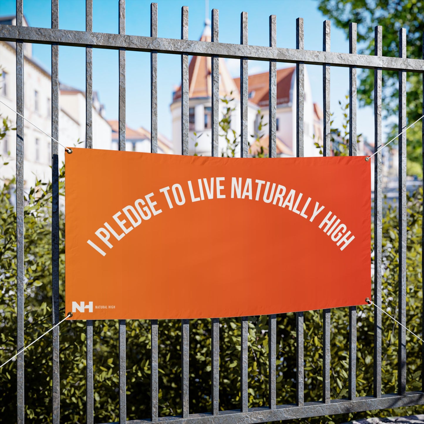 Pledge To Live Naturally High Vinyl Banner - Orange