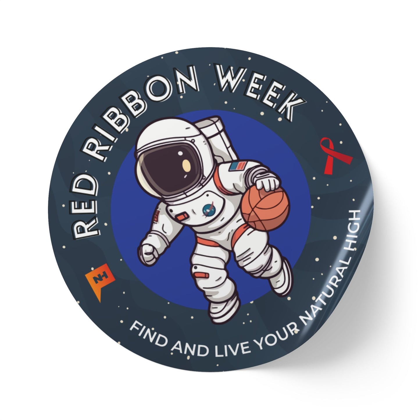 2" x 2" Red Ribbon Week Astronaut Basketballer Sticker Rolls