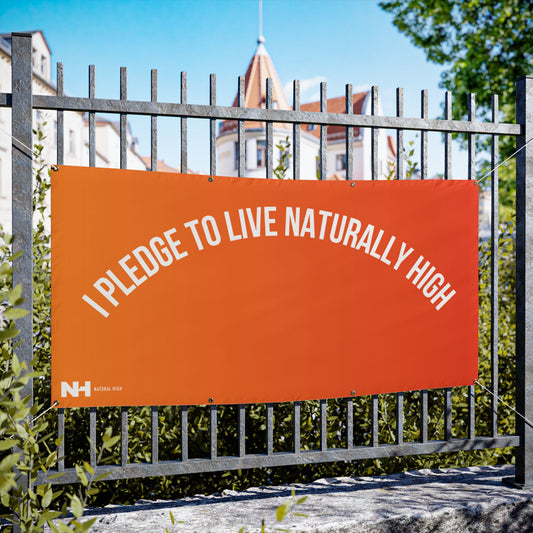 Pledge To Live Naturally High Vinyl Banner - Orange